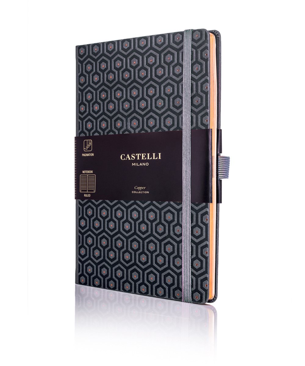 Castelli 'Black and Copper Honeycomb' Notebook