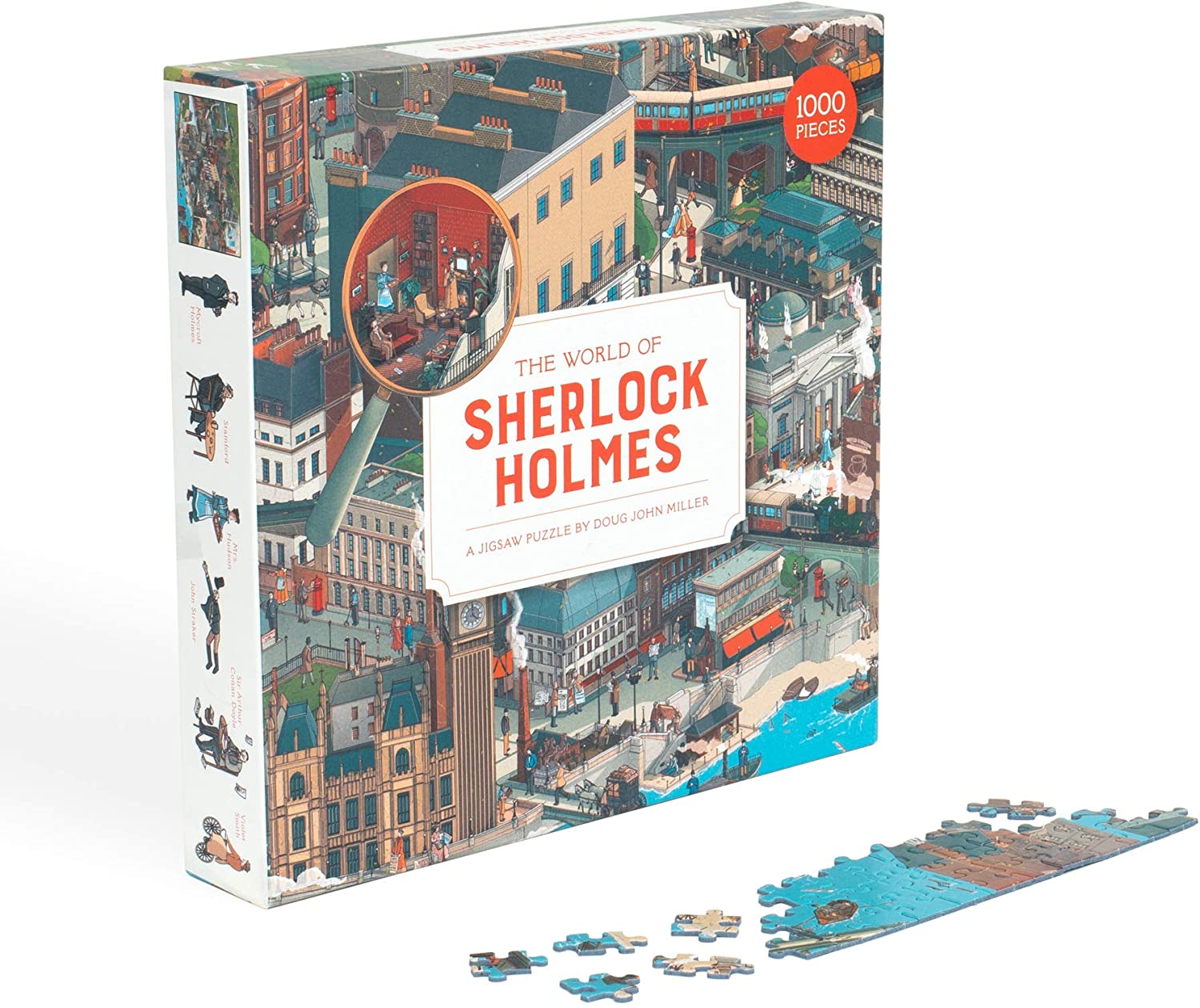 The World of Sherlock Holmes 1000 Piece Jigsaw Puzzle Front Lid with Pieces