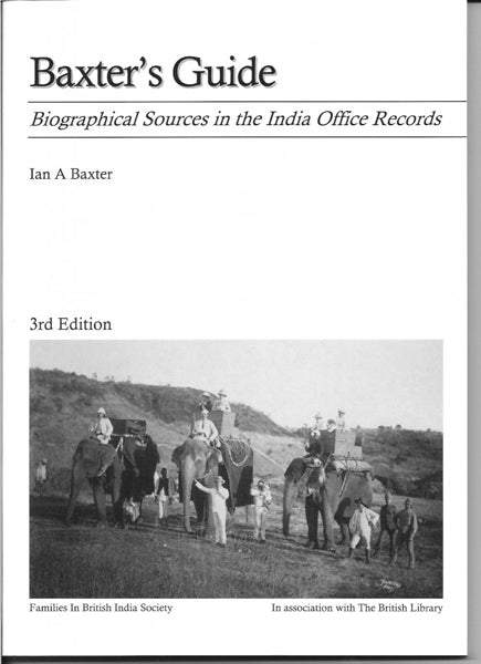 Cover of Baxter's Guide: Biographical Sources in the India Office Records