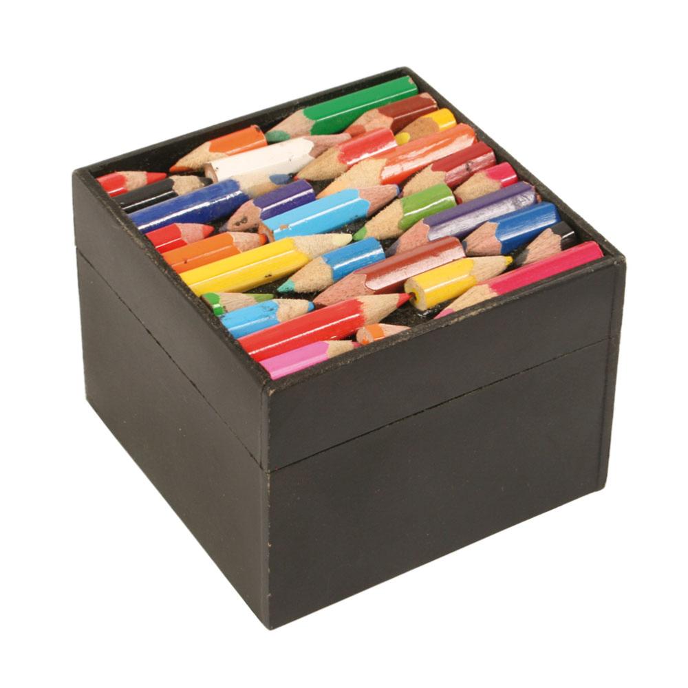 Recycled Pencils Wooden Square Storage Box