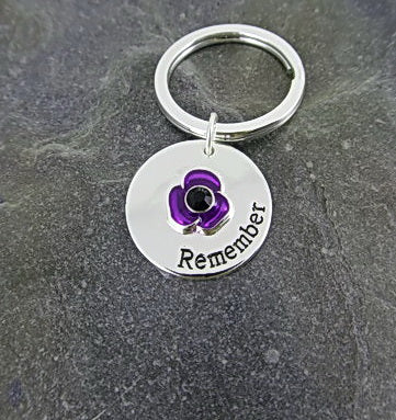 Purple Poppy Remembrance Key Ring