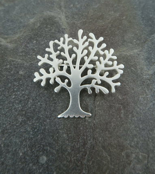 Matt silver Family Tree Brooch