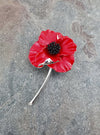 Remembrance Red Poppy Sculpted Brooch