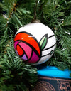 &#39;Rose&#39; Charles Rennie Mackintosh Hand-Painted Glass Bauble on Display