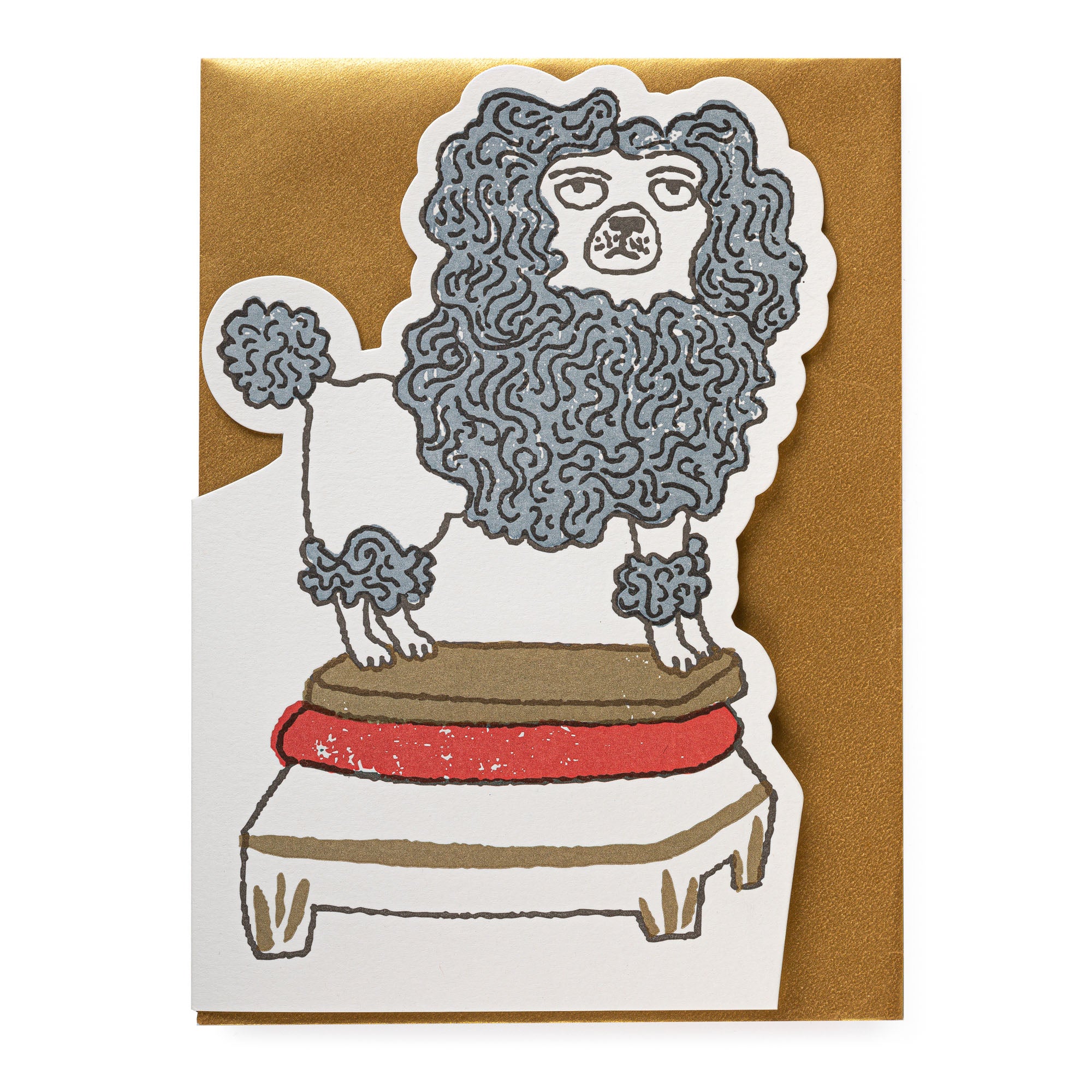 'Grey Poodle' Shaped Letterpress Greetings Card