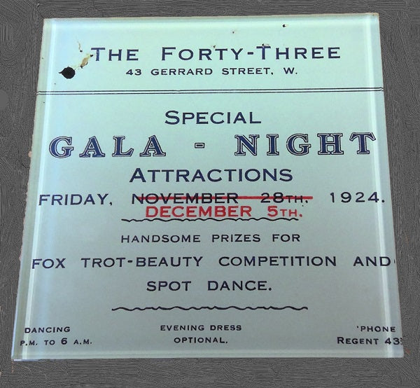 The Forty-Three Club Gala Night Ticket Glass Coaster