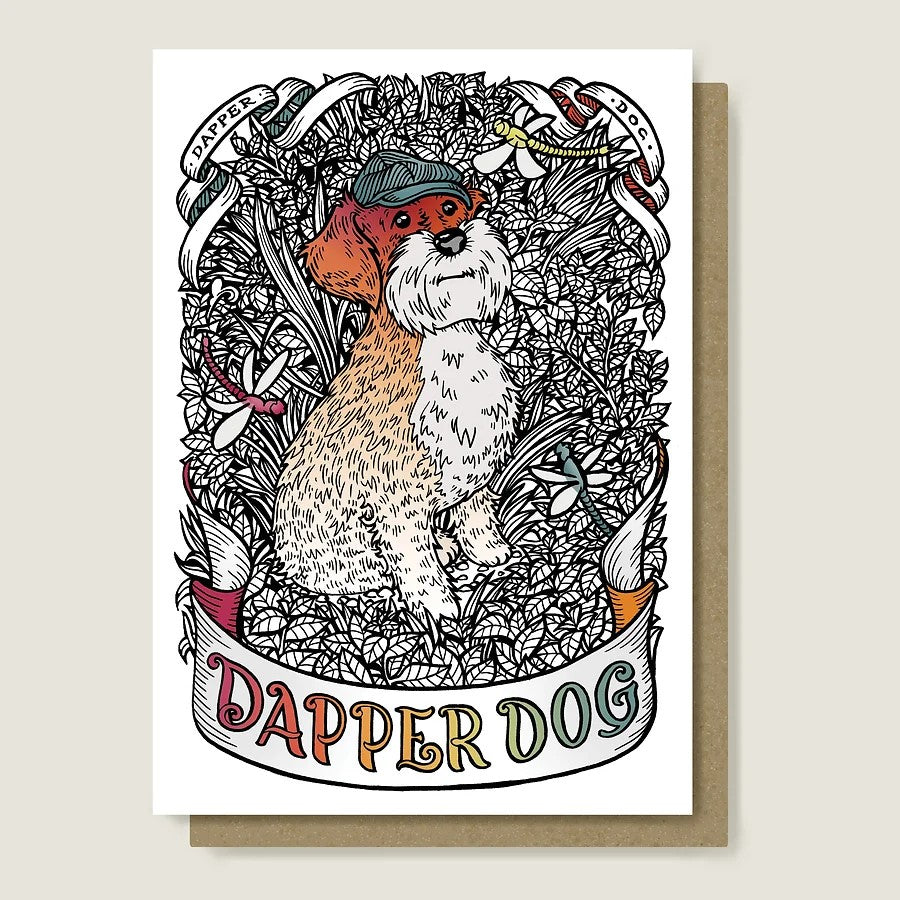 'Dapper Dog' Greetings Card