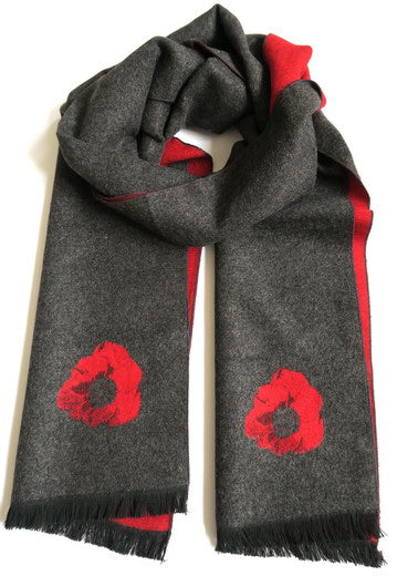 Red and Grey Poppy Scarf