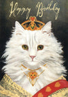 &#39;Queen Puss&#39; Glitter Greetings Card