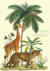 &#39;Coconut Island Leopard and Giraffe&#39; Birthday Card