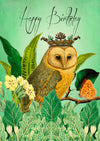 &#39;Regal Owl&#39; Birthday Greetings Card