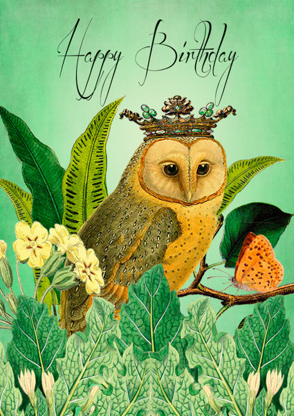 'Regal Owl' Birthday Greetings Card