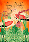 &#39;Flamingos &amp; Butterfly&#39; Birthday Greetings Card