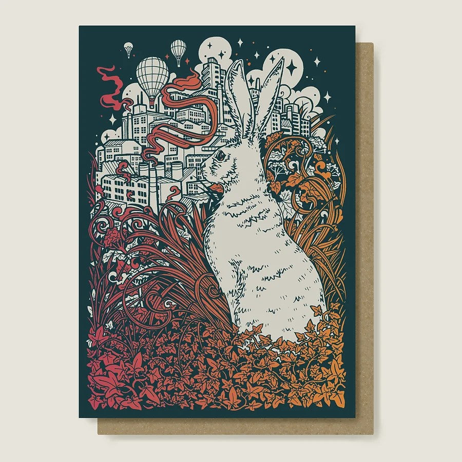 'Onlooker' Hare & City Greetings Card