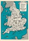 &#39;Map of England &amp; Wales&#39; Greetings Card