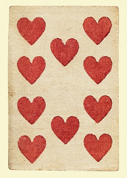 'Ten of Hearts' Greetings Card Front