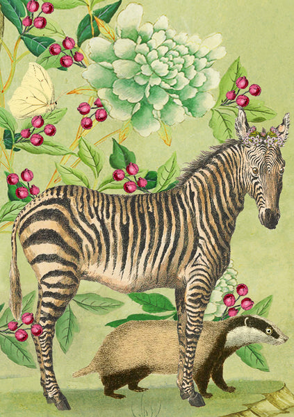 'Zebra & Badger' Greetings Card