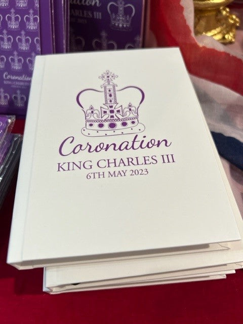 Coronation of King Charles III Purple Crown on White Hardback A6 Journal