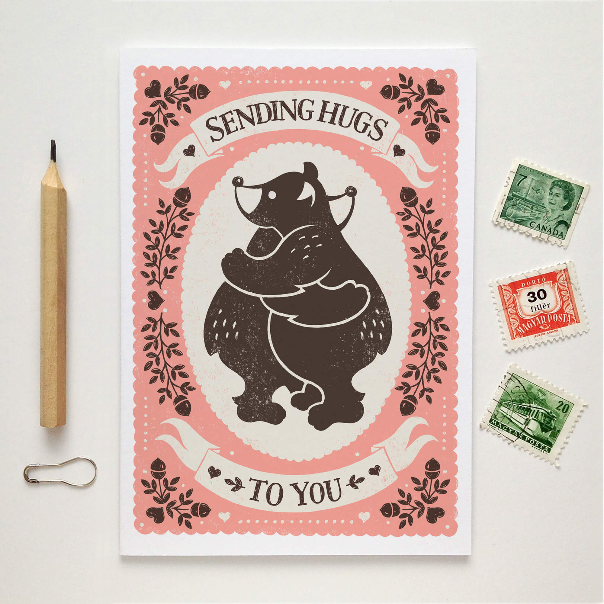 'Bear Hugs' Greetings Card Front
