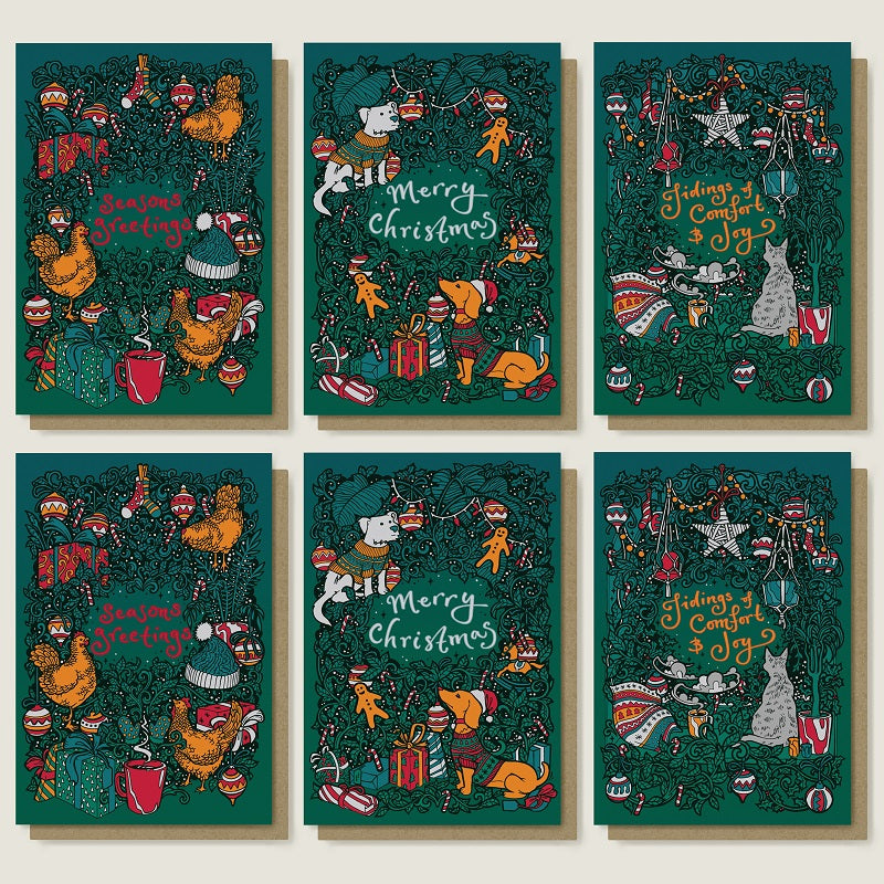 'Home and Pets' Christmas Card Pack Two Examples of Each Design