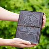 Handmade Fairtrade Leather Journal - Small Displayed