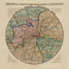 &#39;Edward Mogg&#39;s 24 Miles Round London&#39; circa 1859 reproduction map laid on cloth in slipcase