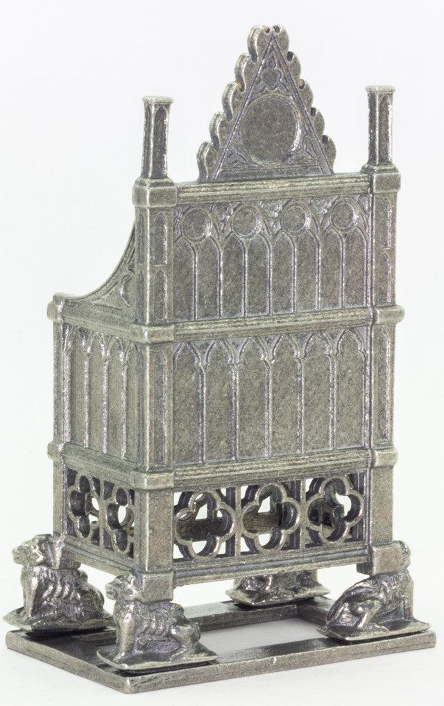 Antiqued Pewter Coronation Chair Replica Reverse