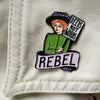 Rebel Pin Badge on a Lapel