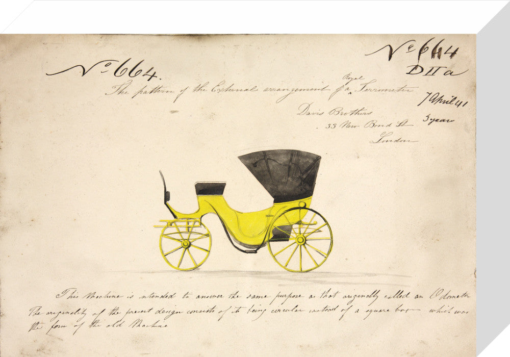 Design for a &#39;Royal Terrometer&#39;, a device for measuring the distance travelled by a carriage