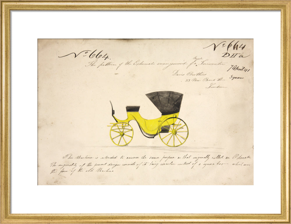 Design for a &#39;Royal Terrometer&#39;, a device for measuring the distance travelled by a carriage