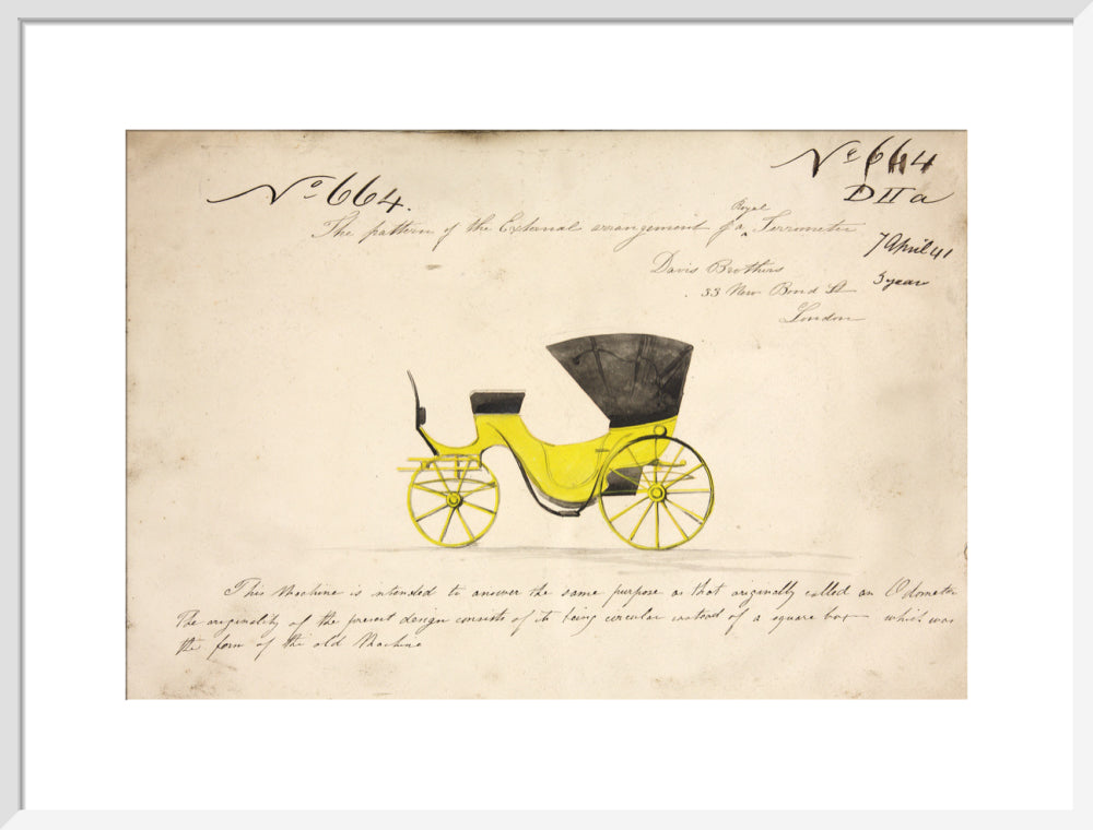 Design for a &#39;Royal Terrometer&#39;, a device for measuring the distance travelled by a carriage