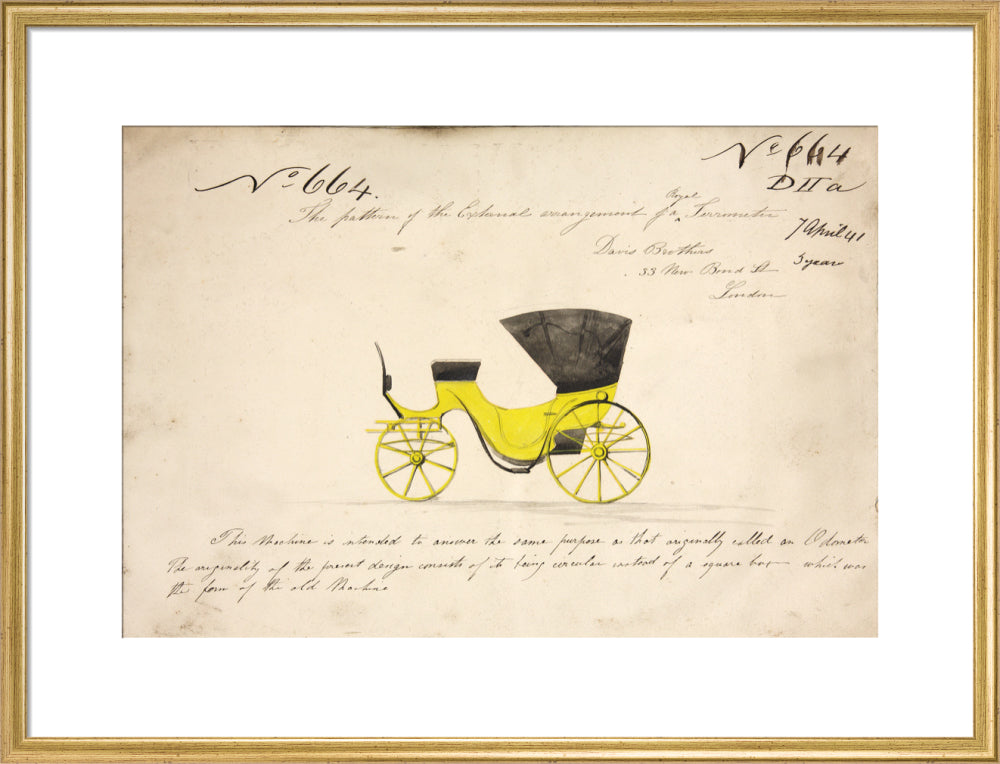 Design for a &#39;Royal Terrometer&#39;, a device for measuring the distance travelled by a carriage