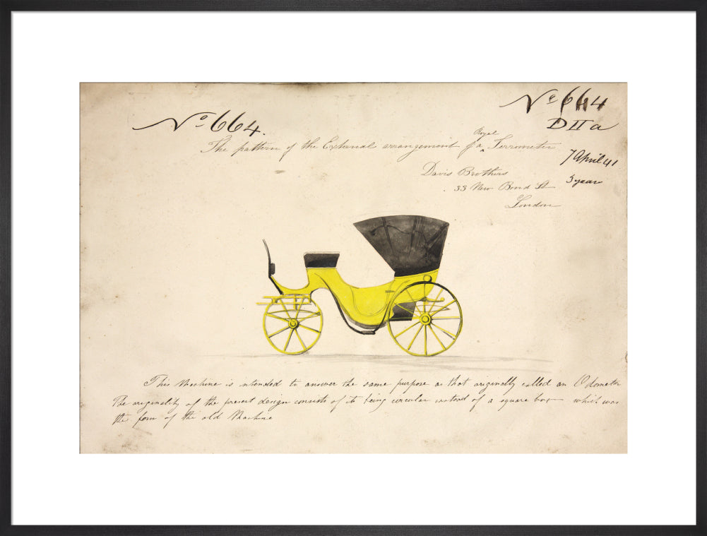 Design for a &#39;Royal Terrometer&#39;, a device for measuring the distance travelled by a carriage