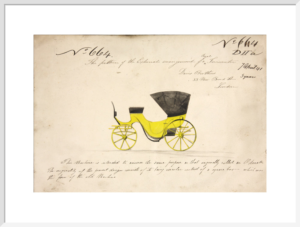 Design for a &#39;Royal Terrometer&#39;, a device for measuring the distance travelled by a carriage