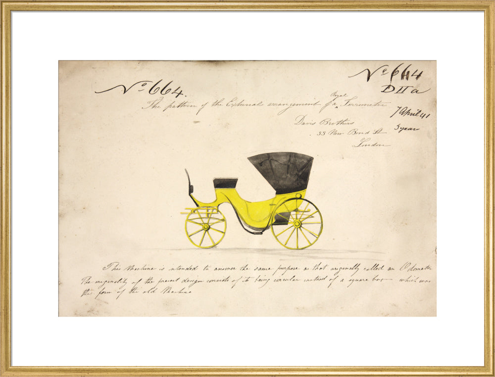 Design for a &#39;Royal Terrometer&#39;, a device for measuring the distance travelled by a carriage