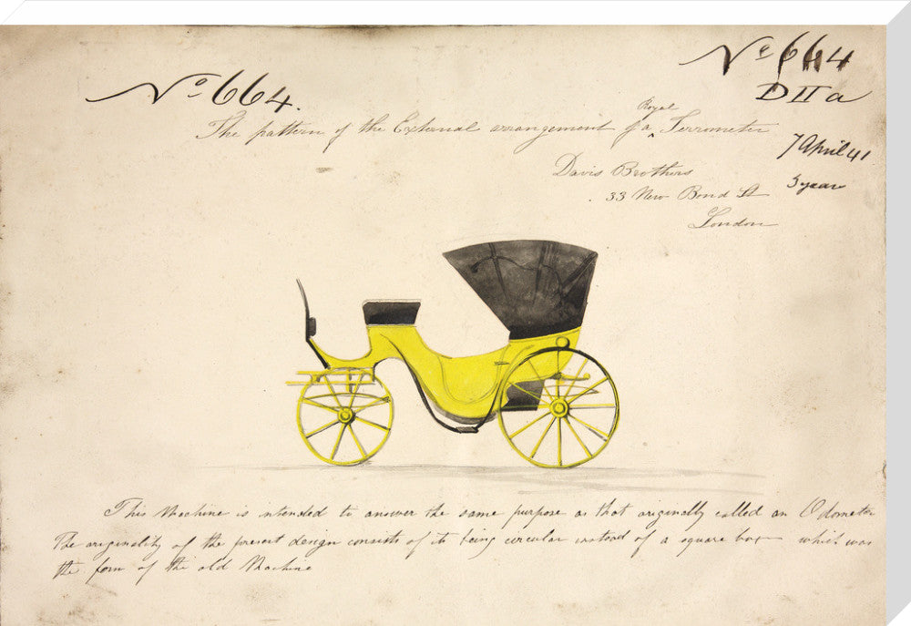 Design for a &#39;Royal Terrometer&#39;, a device for measuring the distance travelled by a carriage