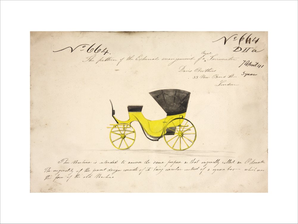 Design for a &#39;Royal Terrometer&#39;, a device for measuring the distance travelled by a carriage