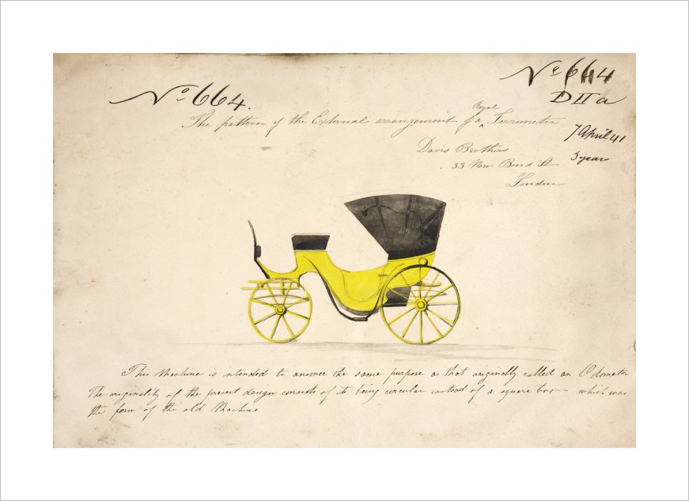 Design for a &#39;Royal Terrometer&#39;, a device for measuring the distance travelled by a carriage