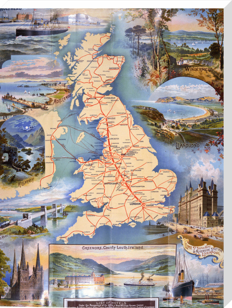 London and North Western Railway Company Rail Map