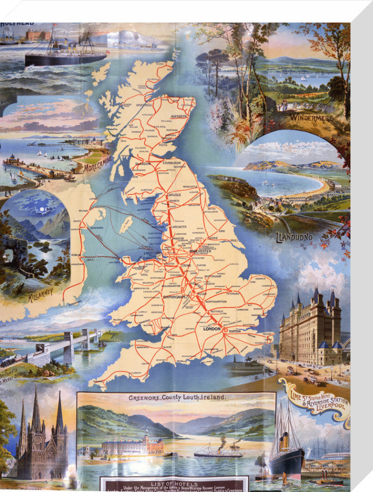 London and North Western Railway Company Rail Map