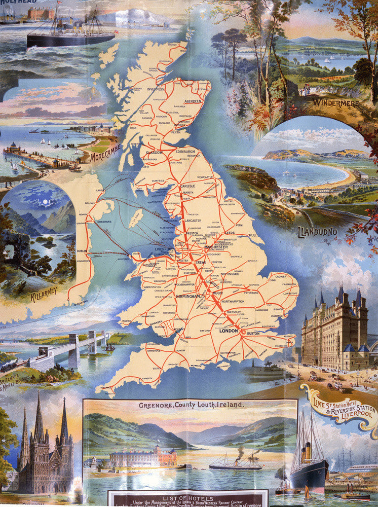 London and North Western Railway Company Rail Map