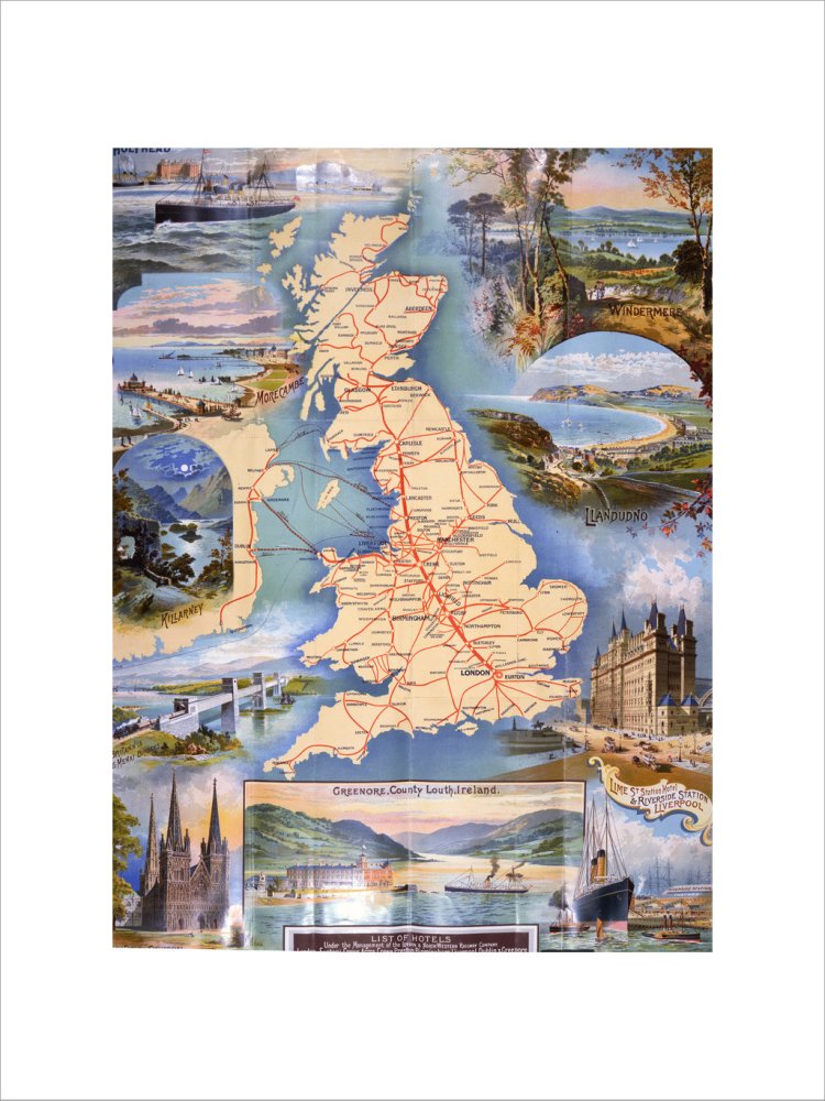 London and North Western Railway Company Rail Map