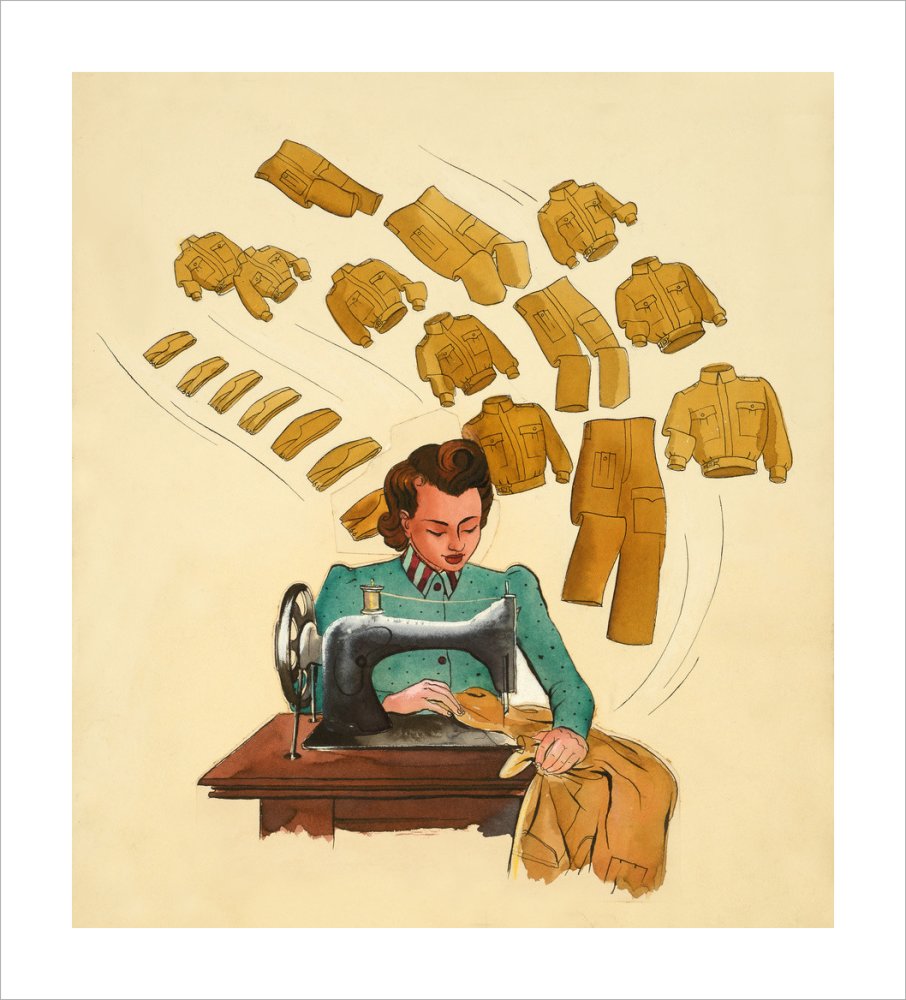 Support the War Effort, Woman Sewing
