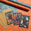 &#39;Christmas Wildlife&#39; Christmas Card Pack Three Designs on Patterned Background
